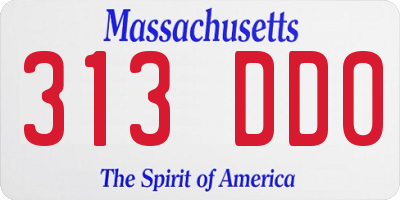 MA license plate 313DD0