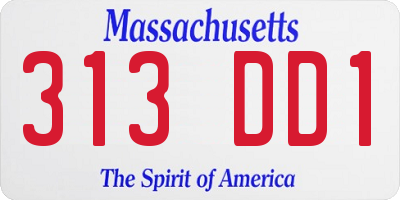 MA license plate 313DD1