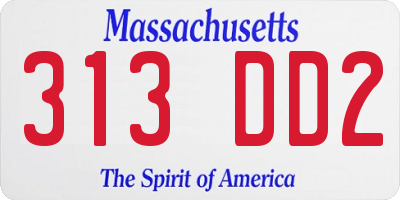 MA license plate 313DD2