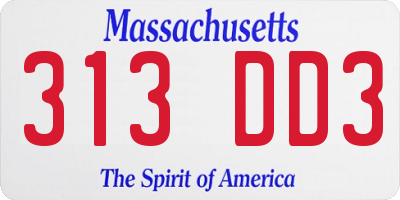 MA license plate 313DD3