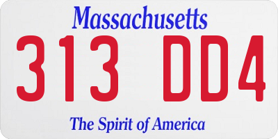 MA license plate 313DD4