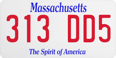 MA license plate 313DD5