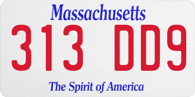 MA license plate 313DD9