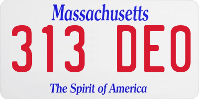 MA license plate 313DE0