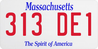 MA license plate 313DE1