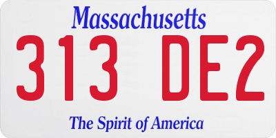 MA license plate 313DE2