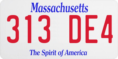 MA license plate 313DE4