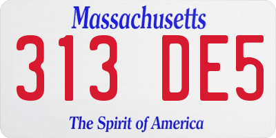 MA license plate 313DE5