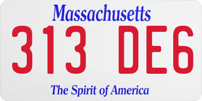 MA license plate 313DE6
