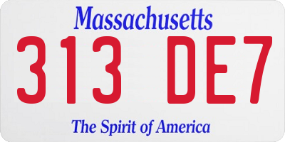 MA license plate 313DE7