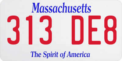 MA license plate 313DE8