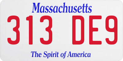 MA license plate 313DE9