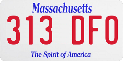 MA license plate 313DF0