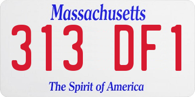 MA license plate 313DF1