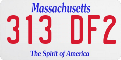 MA license plate 313DF2
