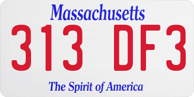 MA license plate 313DF3