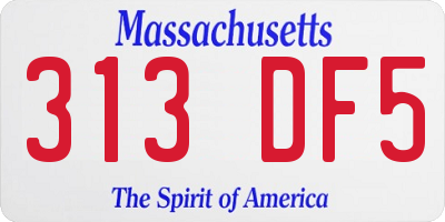 MA license plate 313DF5