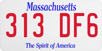 MA license plate 313DF6