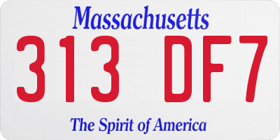MA license plate 313DF7