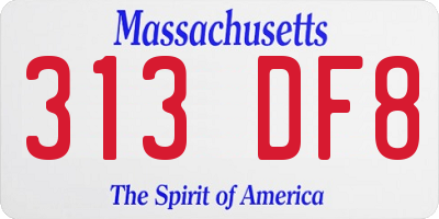 MA license plate 313DF8