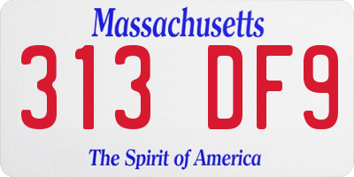 MA license plate 313DF9