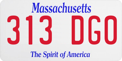 MA license plate 313DG0