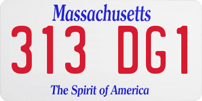 MA license plate 313DG1