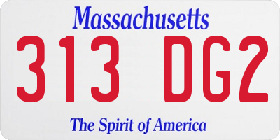 MA license plate 313DG2