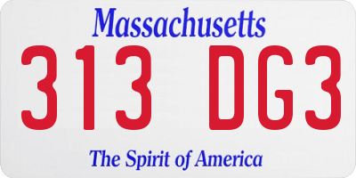 MA license plate 313DG3
