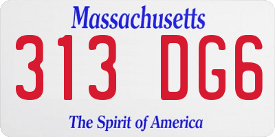MA license plate 313DG6