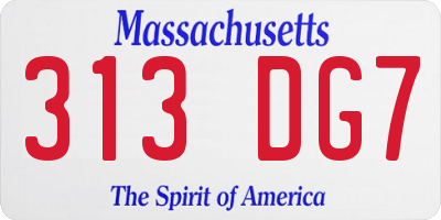 MA license plate 313DG7