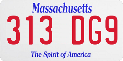 MA license plate 313DG9