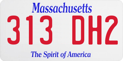 MA license plate 313DH2