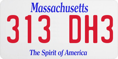 MA license plate 313DH3