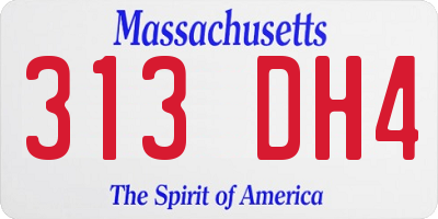 MA license plate 313DH4