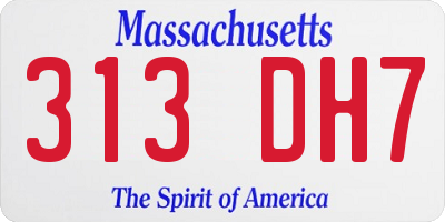 MA license plate 313DH7