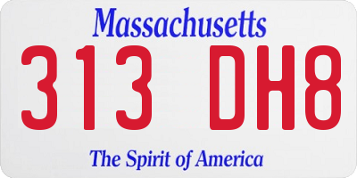 MA license plate 313DH8