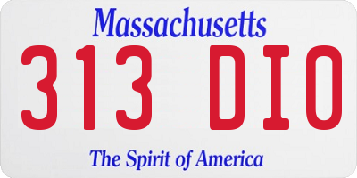 MA license plate 313DI0