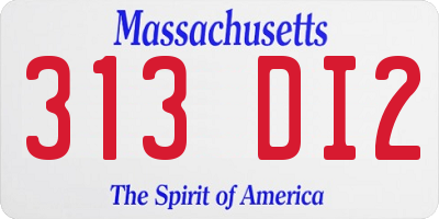 MA license plate 313DI2
