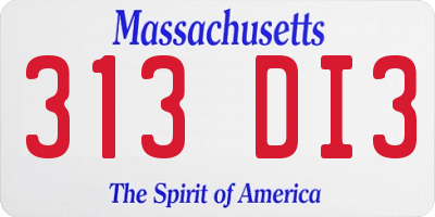 MA license plate 313DI3