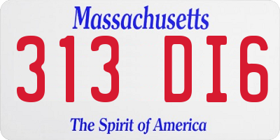 MA license plate 313DI6