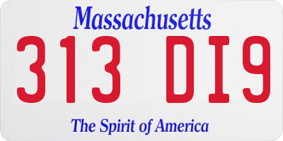 MA license plate 313DI9