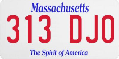 MA license plate 313DJ0
