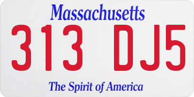 MA license plate 313DJ5