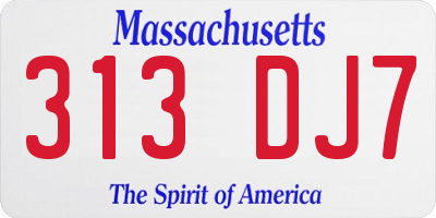 MA license plate 313DJ7