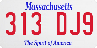 MA license plate 313DJ9