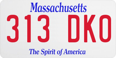 MA license plate 313DK0