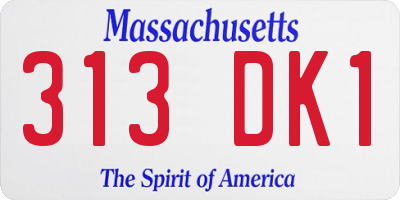 MA license plate 313DK1