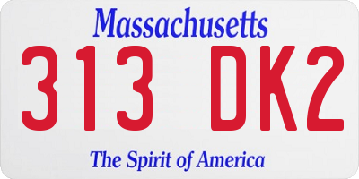 MA license plate 313DK2
