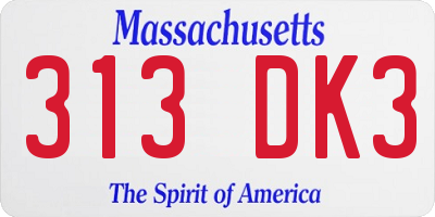 MA license plate 313DK3